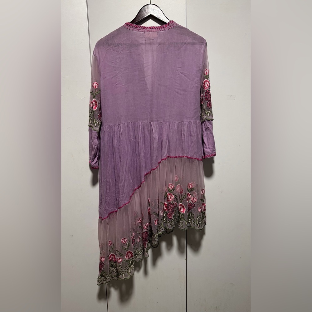 Floral Embroidered Purple Dress - Picture 5 of 6